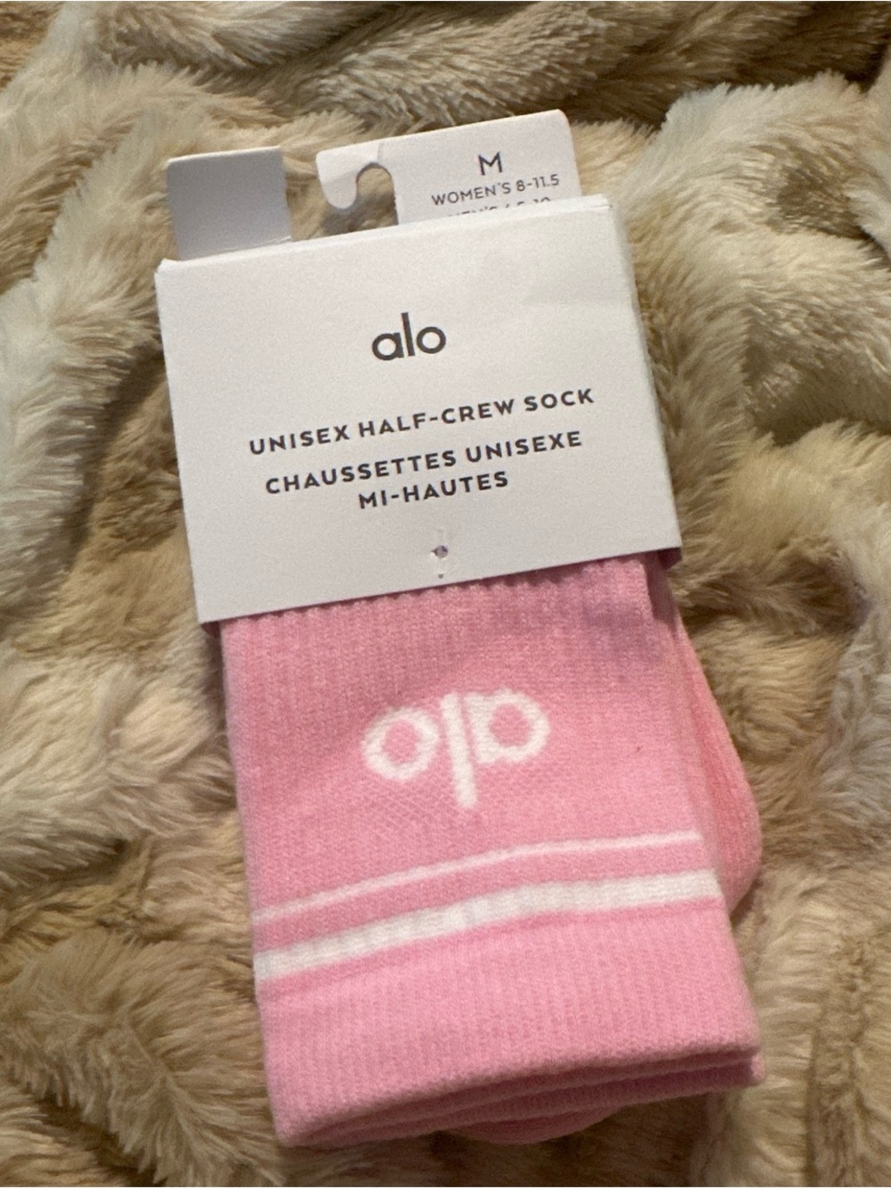 ALO Yoga sweet Pink & White Unisex Half-Crew Socks- sold out